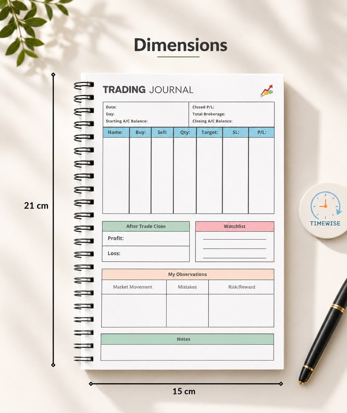 Stock Market Trading Journal Notebook A5 Size Journal 140 Pages