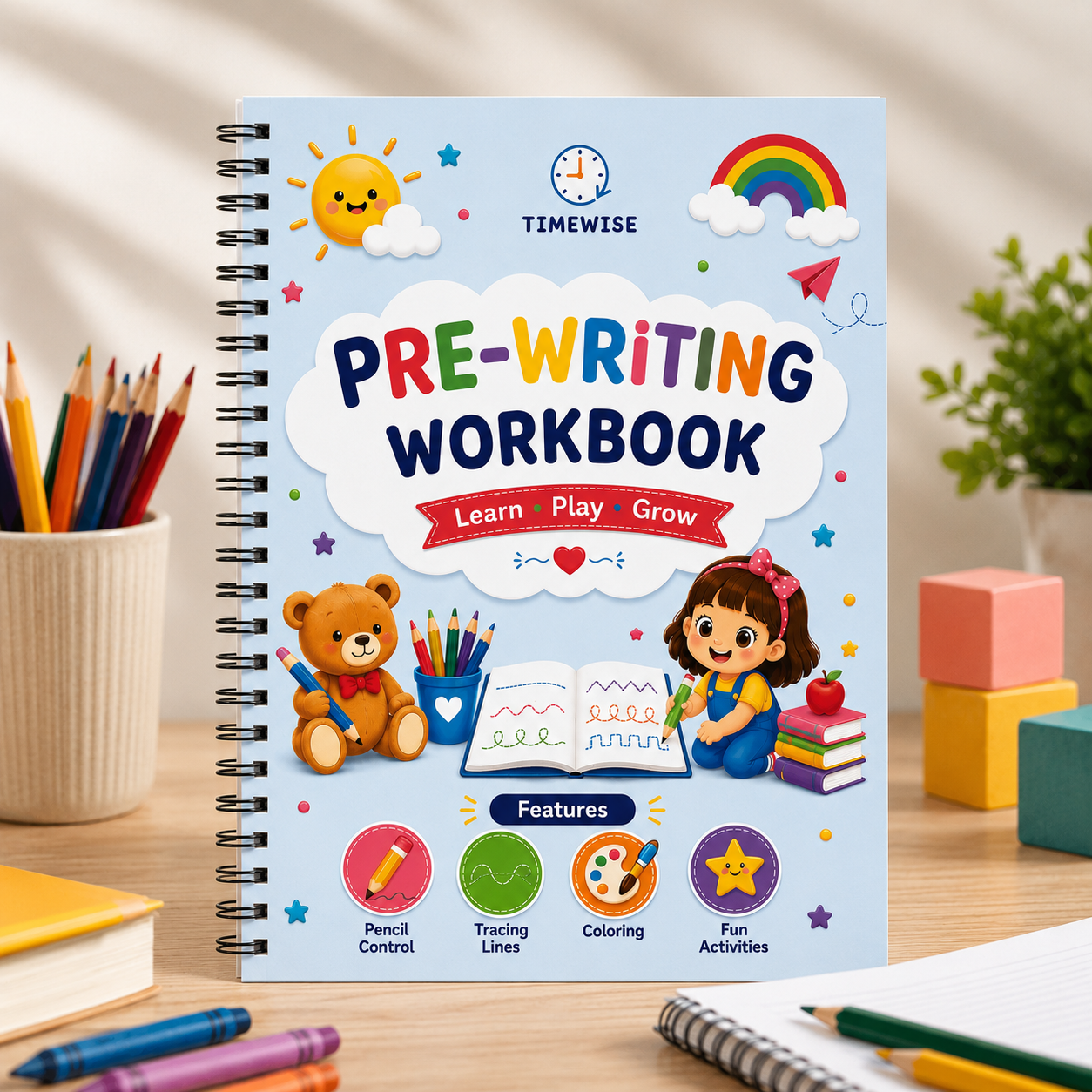 Timewise Activity Book for Kids Pattern Writing ,Tracing, Coloring For 2+ Years 64 Pages A4 Size