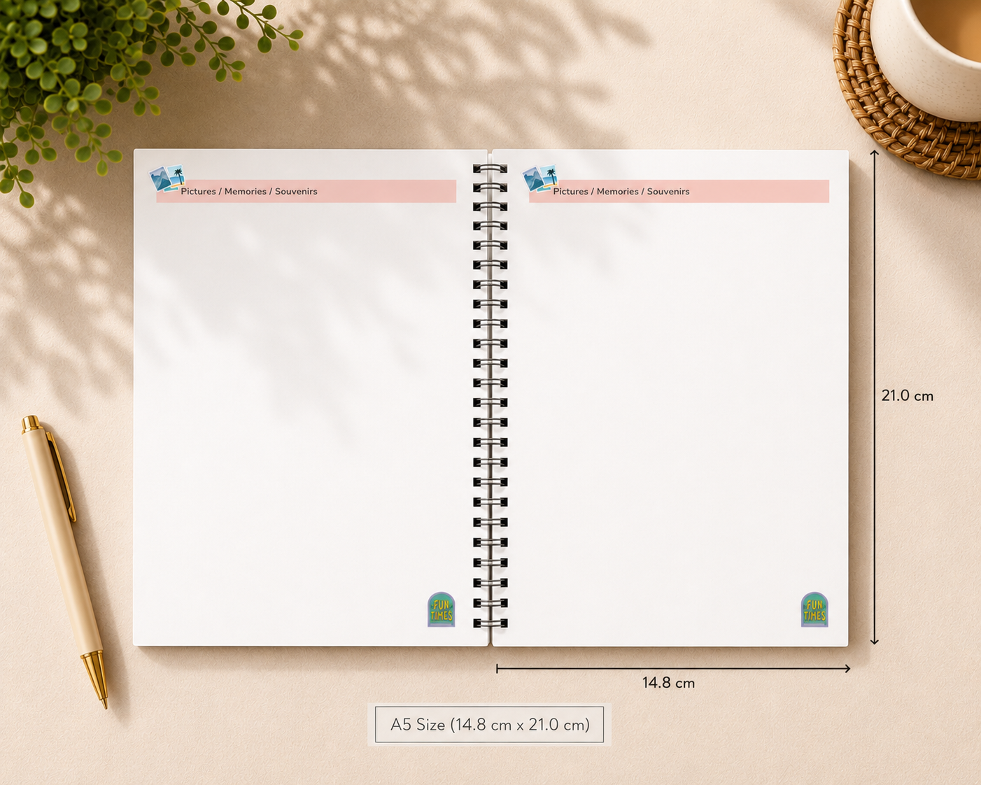 Travel journal pages for recording memories