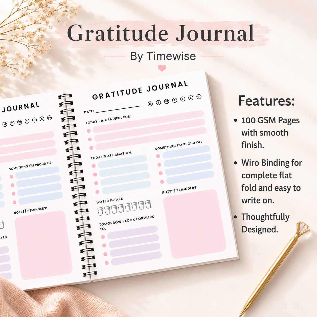 Timewise Find More Joy: Daily Gratitude Journal A5 Size 126 Pages