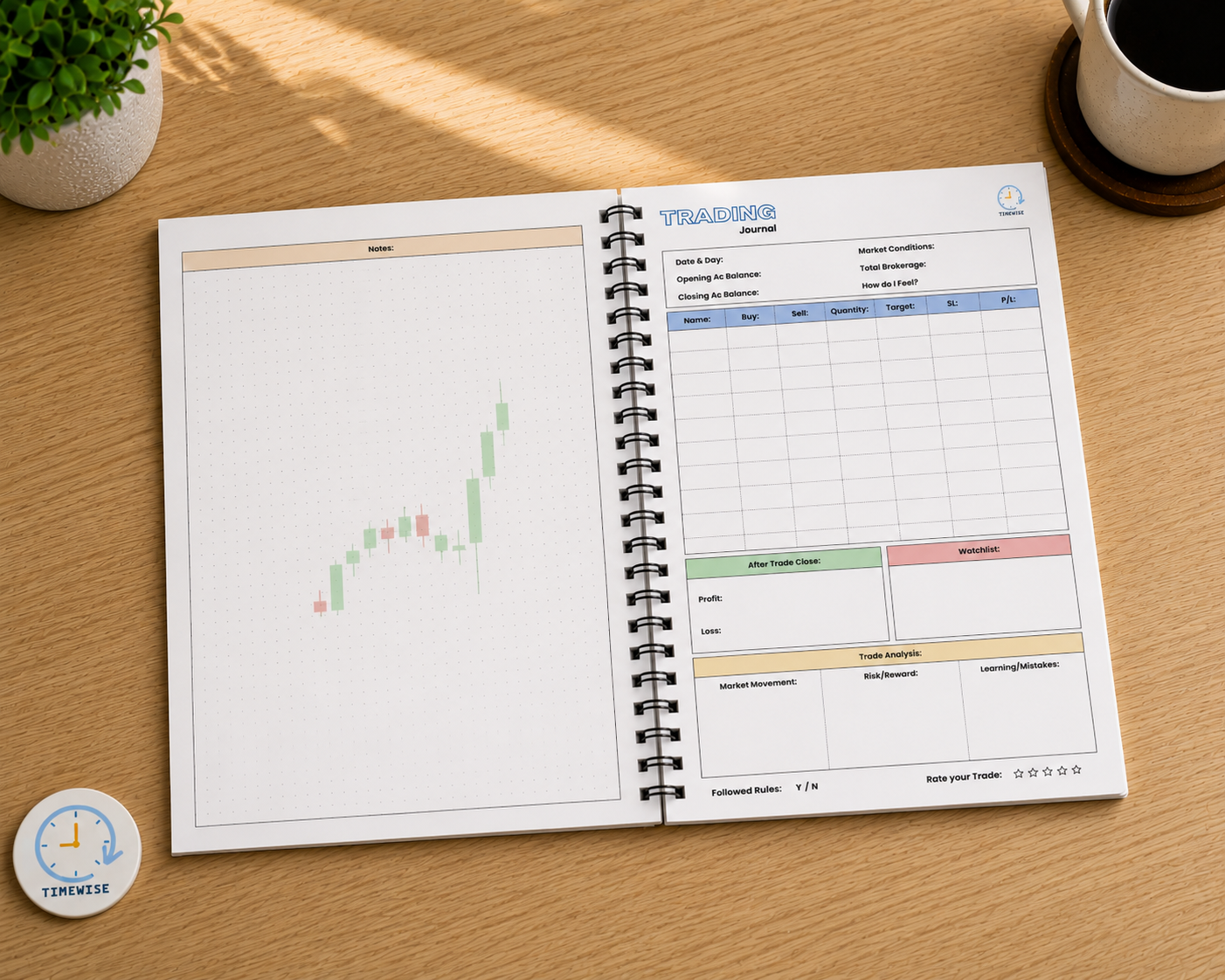Stock Market Trading Journal 2.0 Notebook A5 Size 140 Pages
