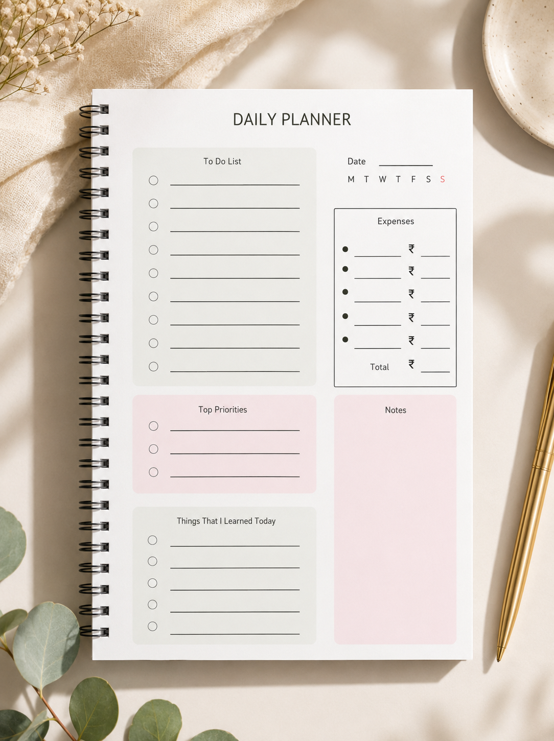 Timewise Minimalist Daily Planner Schedule your Day A5 Size